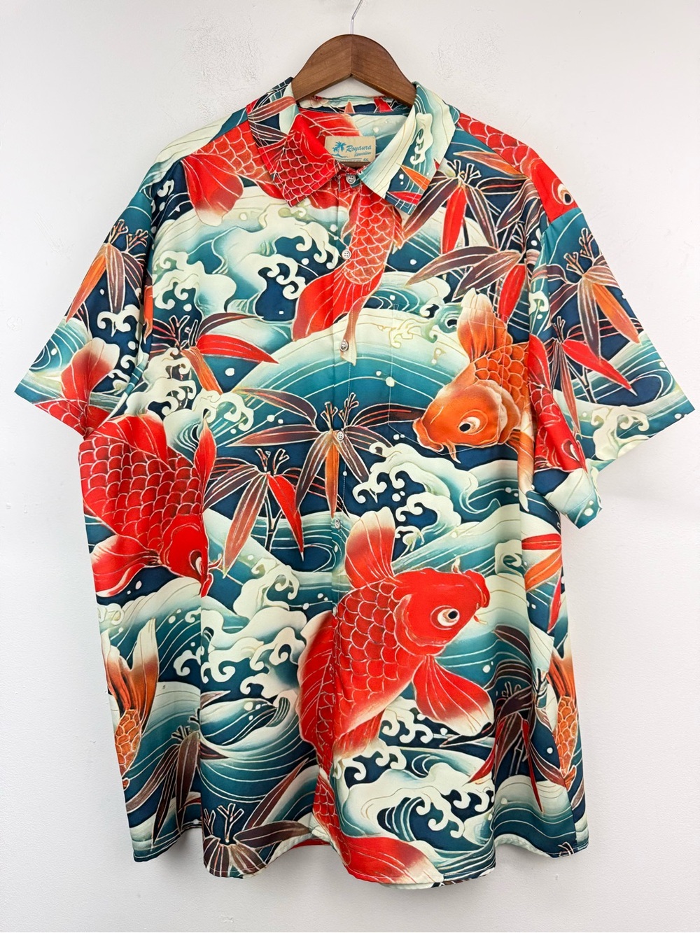 Royaura Hawaiian size 4XL Men’s Multicolor Tropical Koi Fish Button Up Shirt